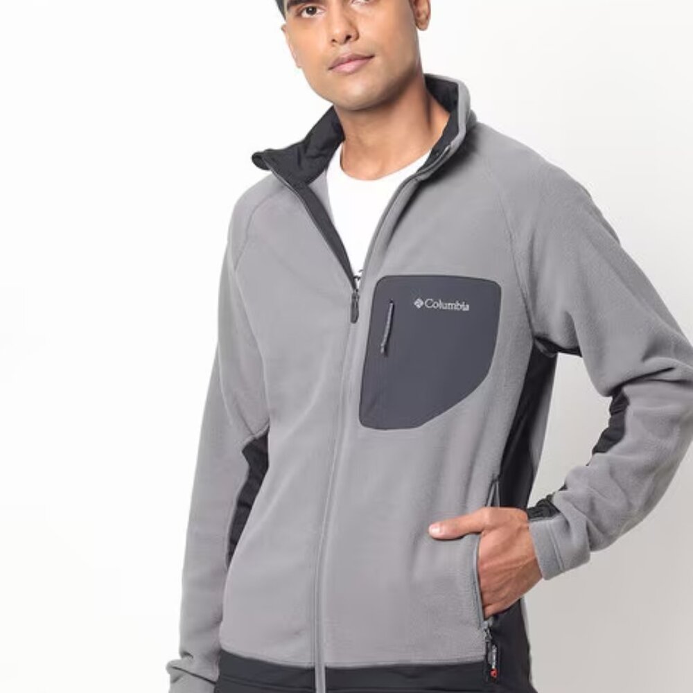 Columbia Men's Gray Polar Powder Winter Micro Fleece Jacket Size XL